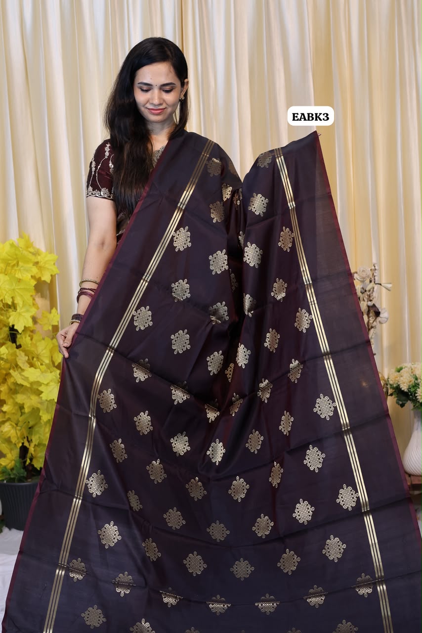 Kolam design kanchi silk saree  chocolate brown colour😍🥳