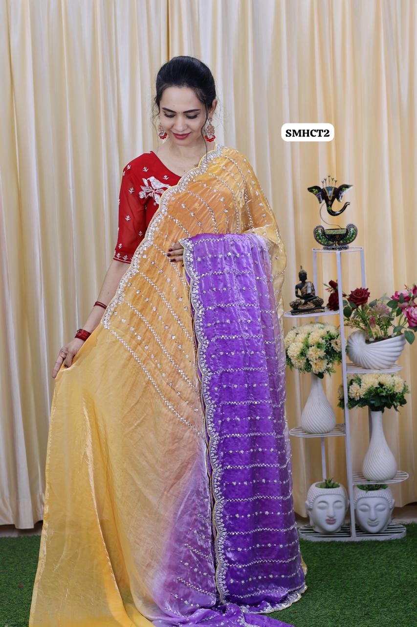 Heavy premium space silk sarees with katdana beads work 😎🥰🥳