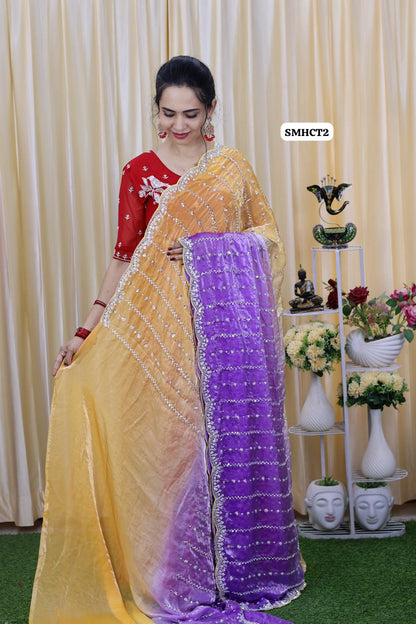 Heavy premium space silk sarees with katdana beads work 😎🥰🥳