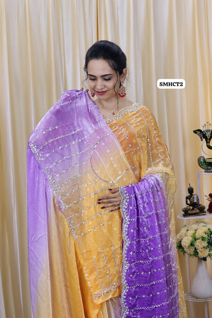 Heavy premium space silk sarees with katdana beads work 😎🥰🥳