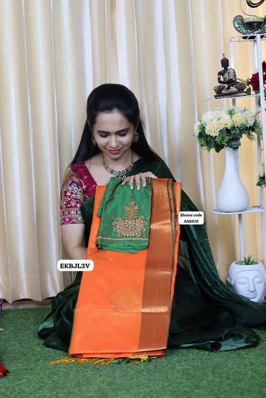 Semi soft silk saree and blouse ❌