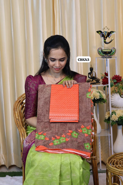 Classy cotton saree with contrast blouse 😍Ⓜ️