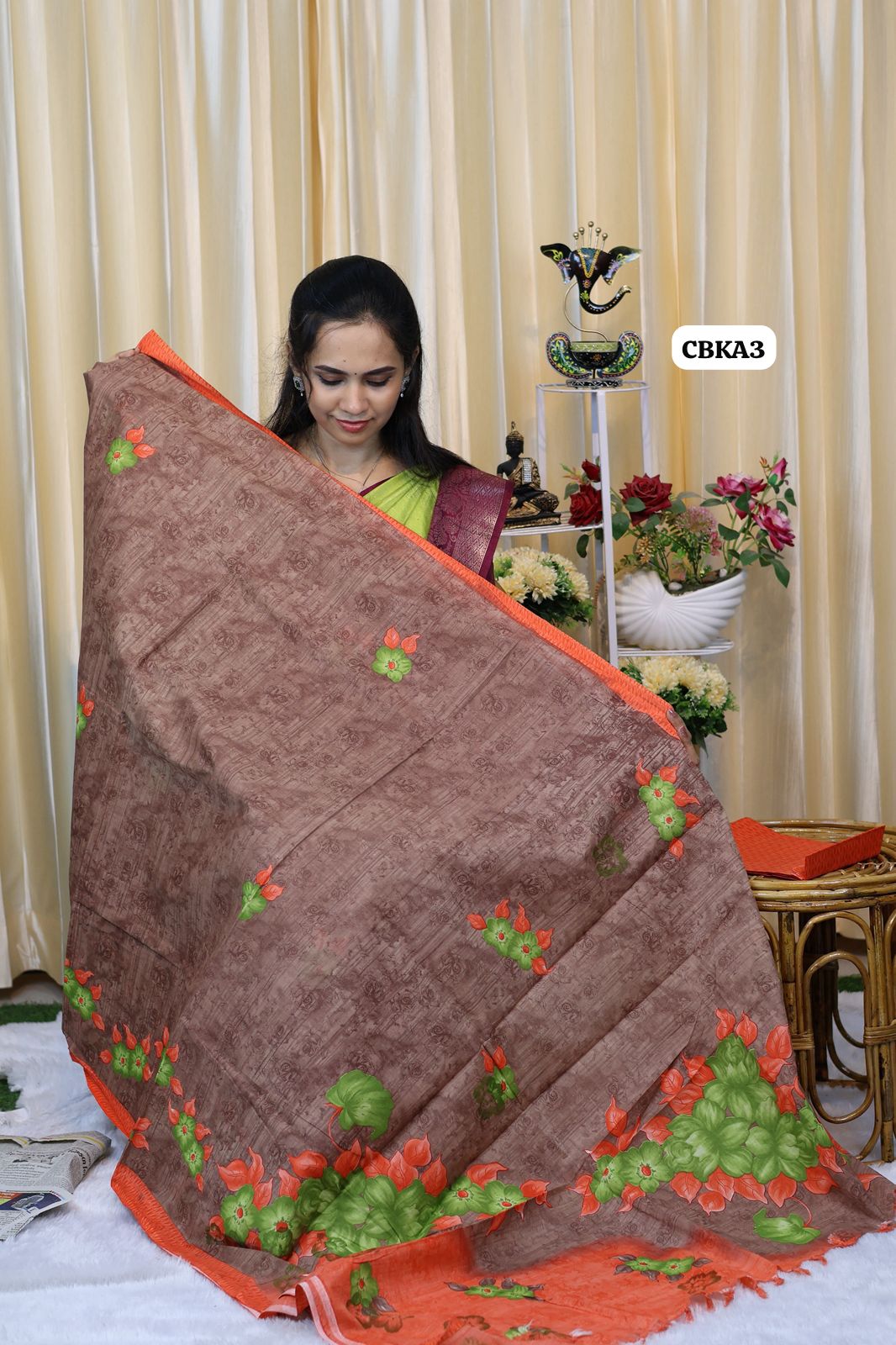 Classy cotton saree with contrast blouse 😍Ⓜ️