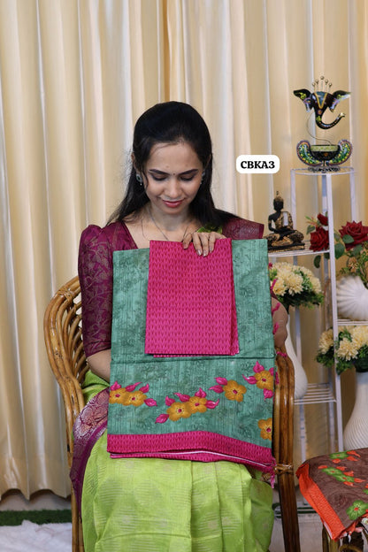 Classy cotton saree with contrast blouse 😍Ⓜ️