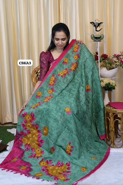 Classy cotton saree with contrast blouse 😍Ⓜ️