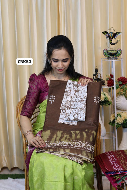 Classy cotton saree with contrast blouse 😍Ⓜ️