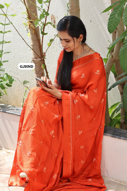 Pure viscose satin border with zari weaving georgette,Crafted for new Trends 🌈🥰🥳