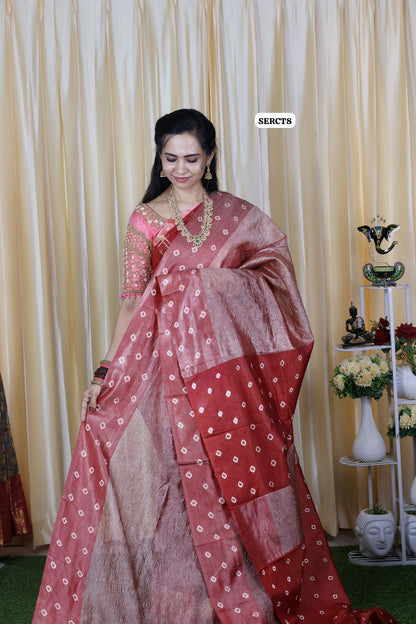 Soft crush tissue saree with bandhni border 😍🥳