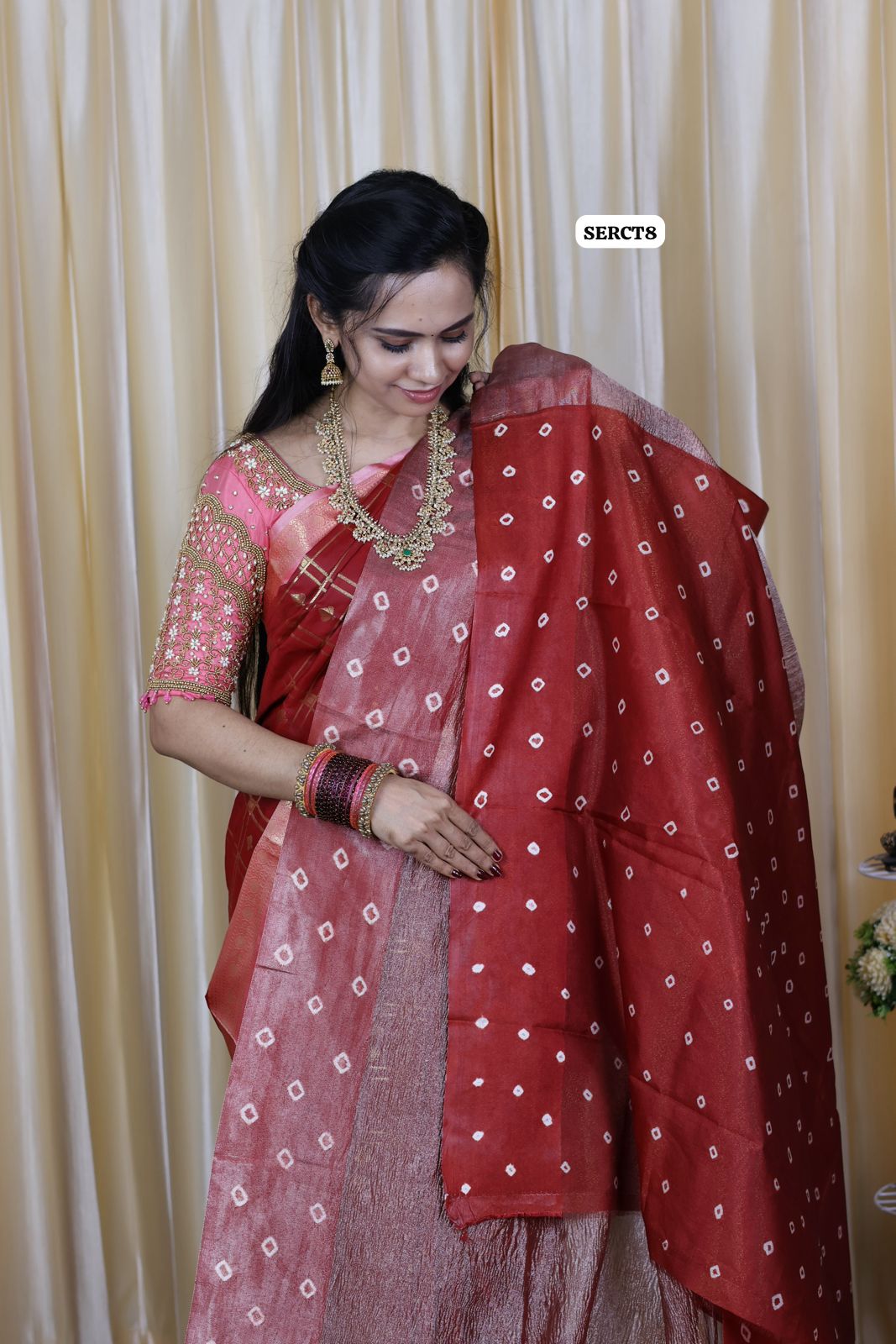 Soft crush tissue saree with bandhni border 😍🥳