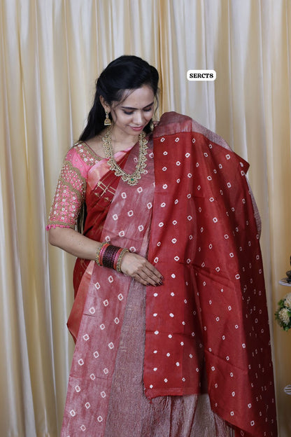 Soft crush tissue saree with bandhni border 😍🥳