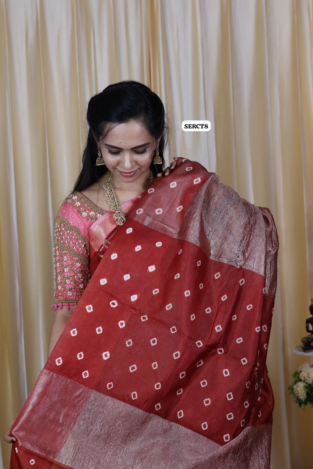 Soft crush tissue saree with bandhni border 😍🥳