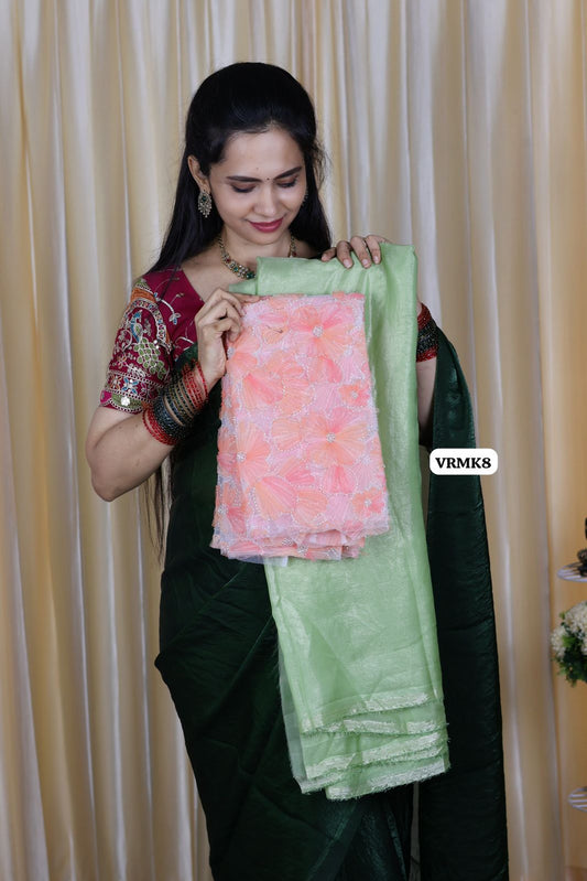 Space silk saree with heavy work blouse 😍🥳