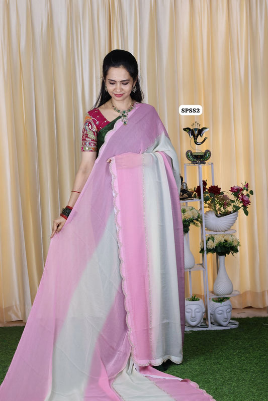 Space silk sarees with cutwork border🥳