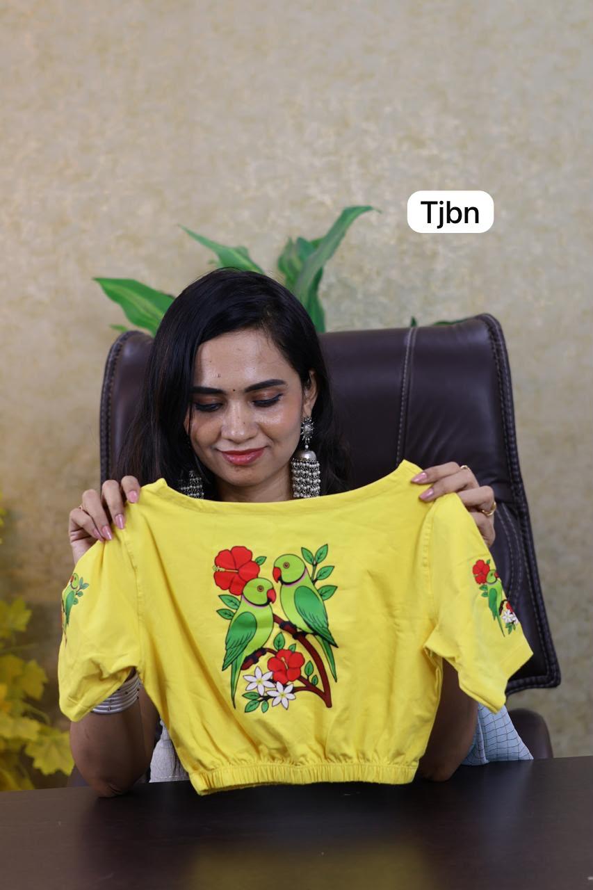 Premium quality readymade elastic blouse with printed design 😍⏰