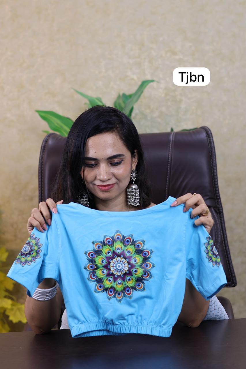 Premium quality readymade elastic blouse with printed design 😍⏰