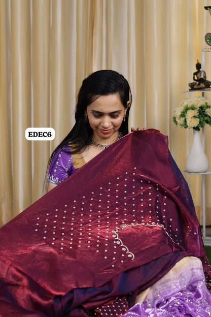 premium quality space silk saree with Real stone work🥳