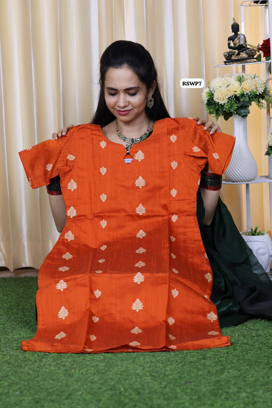 Raw silk short top stitched with lining😍🥳