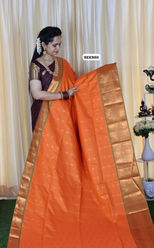 Golden zari kanchi semi silk saree with vairaoosi pattern 😍😎