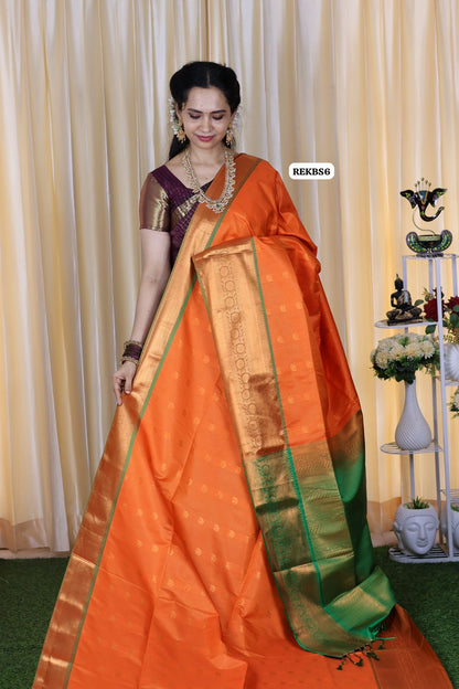 Golden zari kanchi semi silk saree with vairaoosi pattern 😍😎