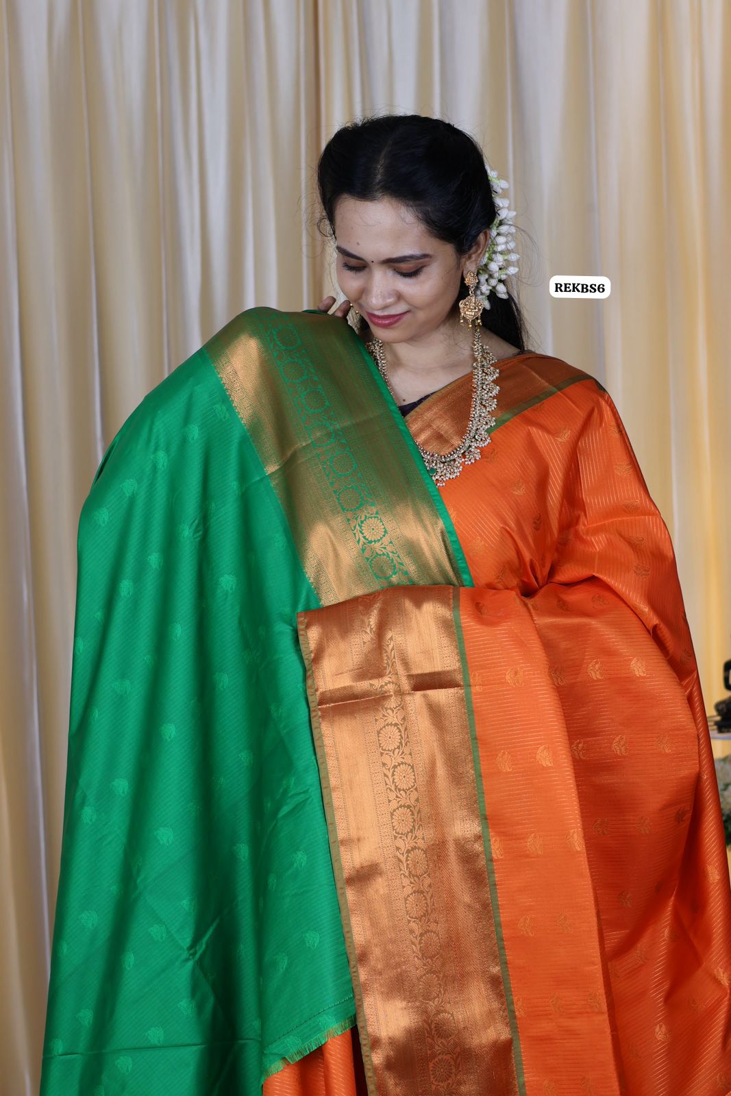 Golden zari kanchi semi silk saree with vairaoosi pattern 😍😎