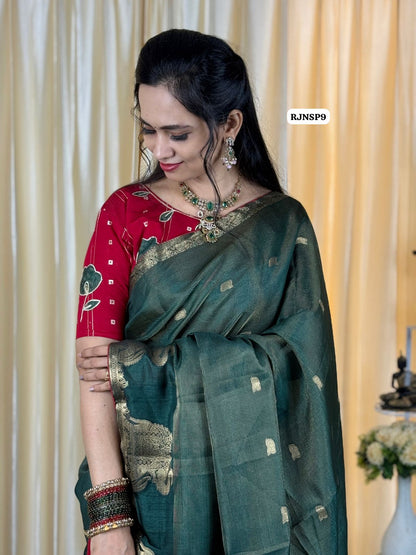 Pure soft viscose soft silk vairaoosi saree with elephant weave border & zari buttas😍🥳