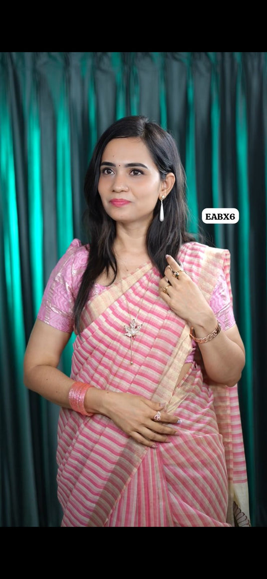 Premium quality linen cotton saree🥳