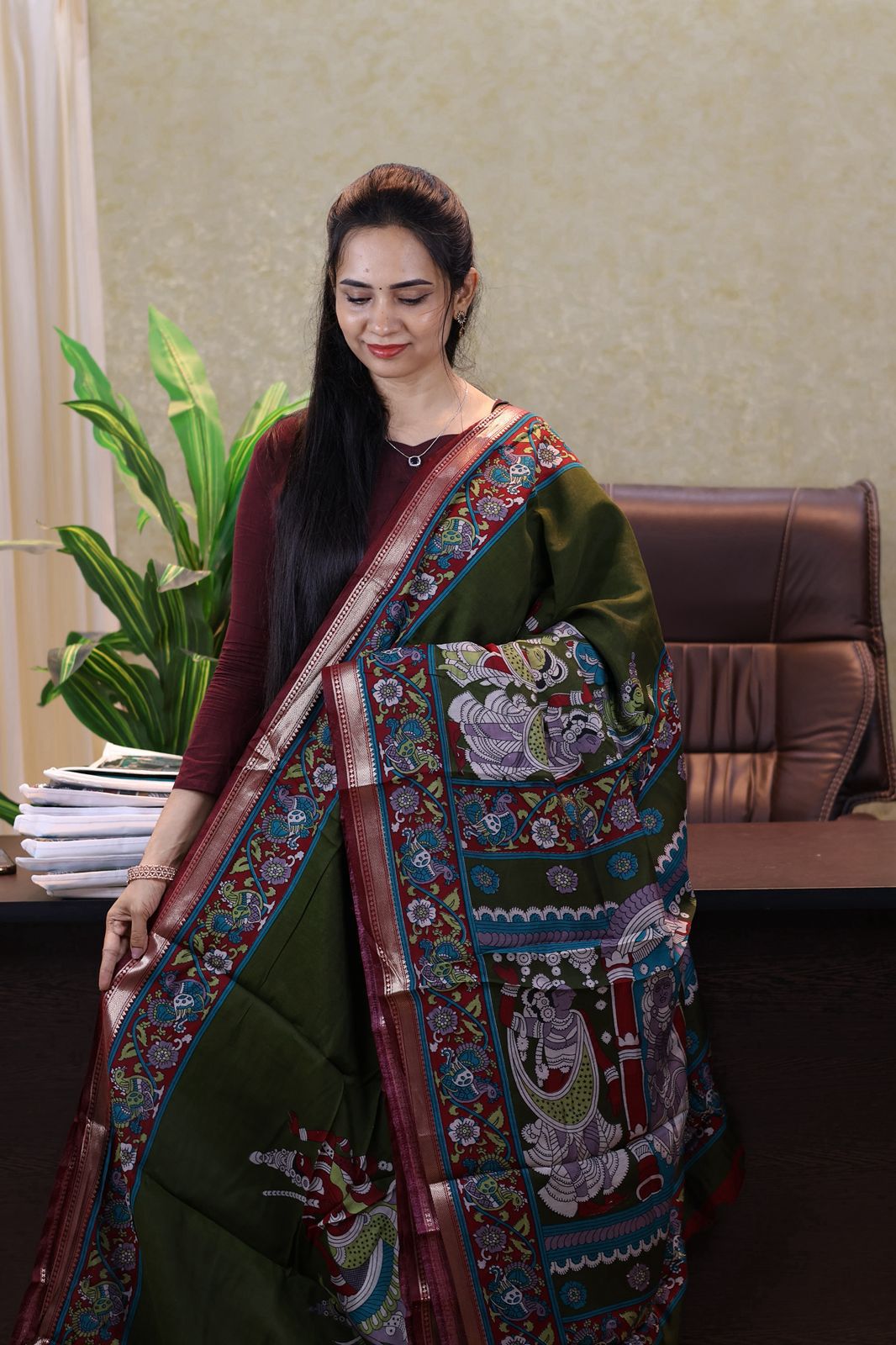 Kalamkari printed saree😍😎⏰