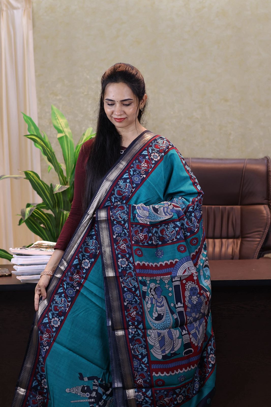 Kalamkari printed saree😍😎⏰