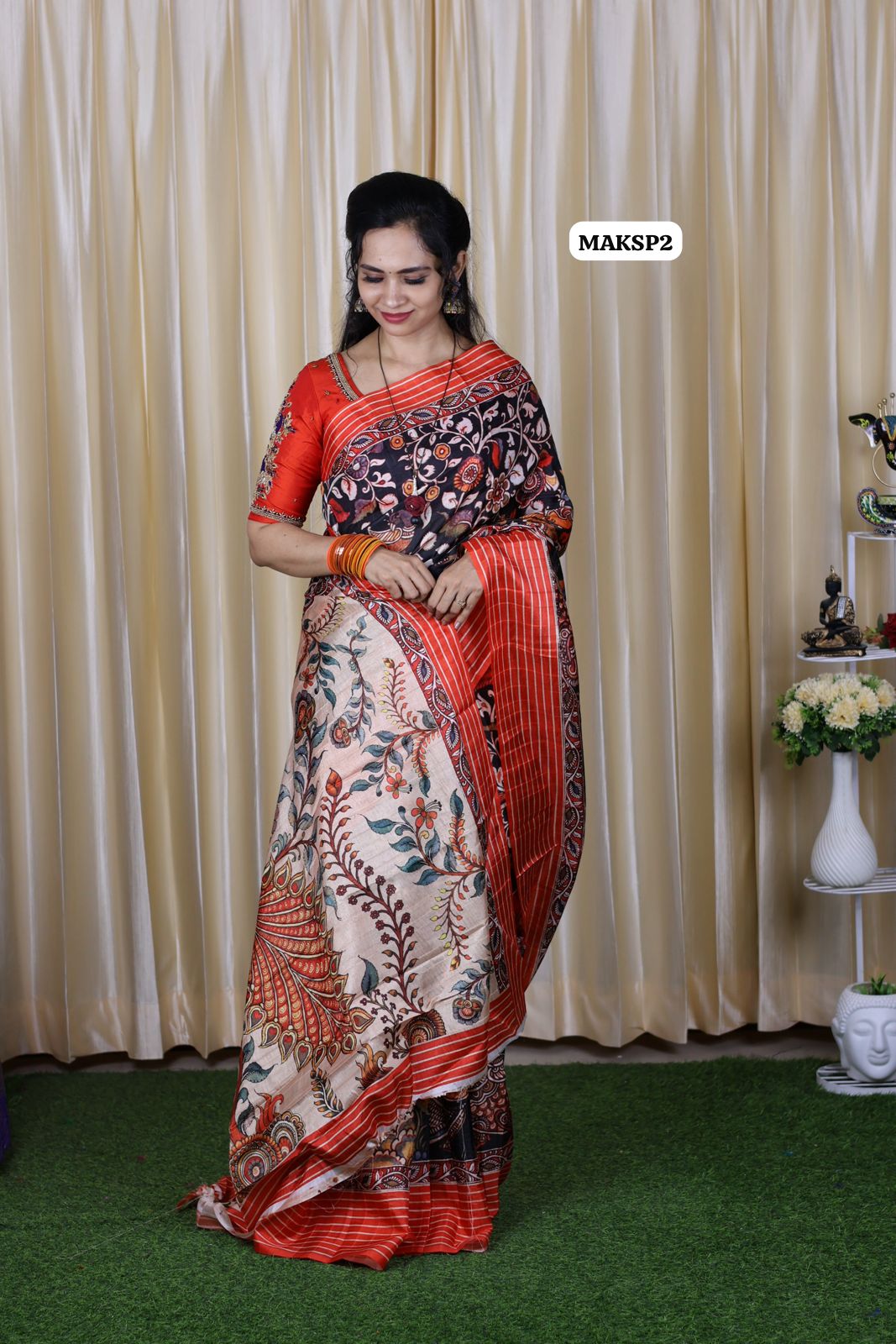 Kalamakari designed semi tussar silk saree😍🥳