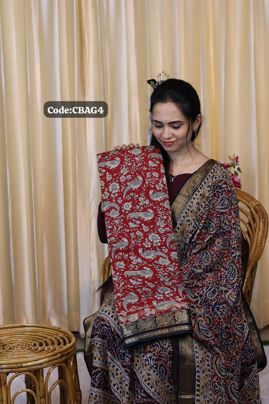 Kalamkari ikkat and Pochampally design saree😍Ⓜ️