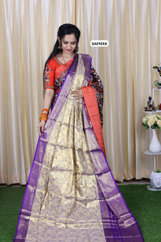 Kanchi bridal semi silk saree with runing blouse 🥳