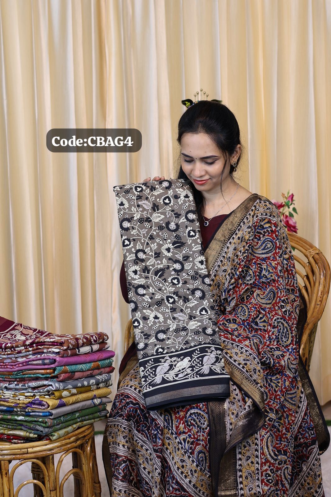 Kalamkari ikkat and Pochampally design saree😍Ⓜ️