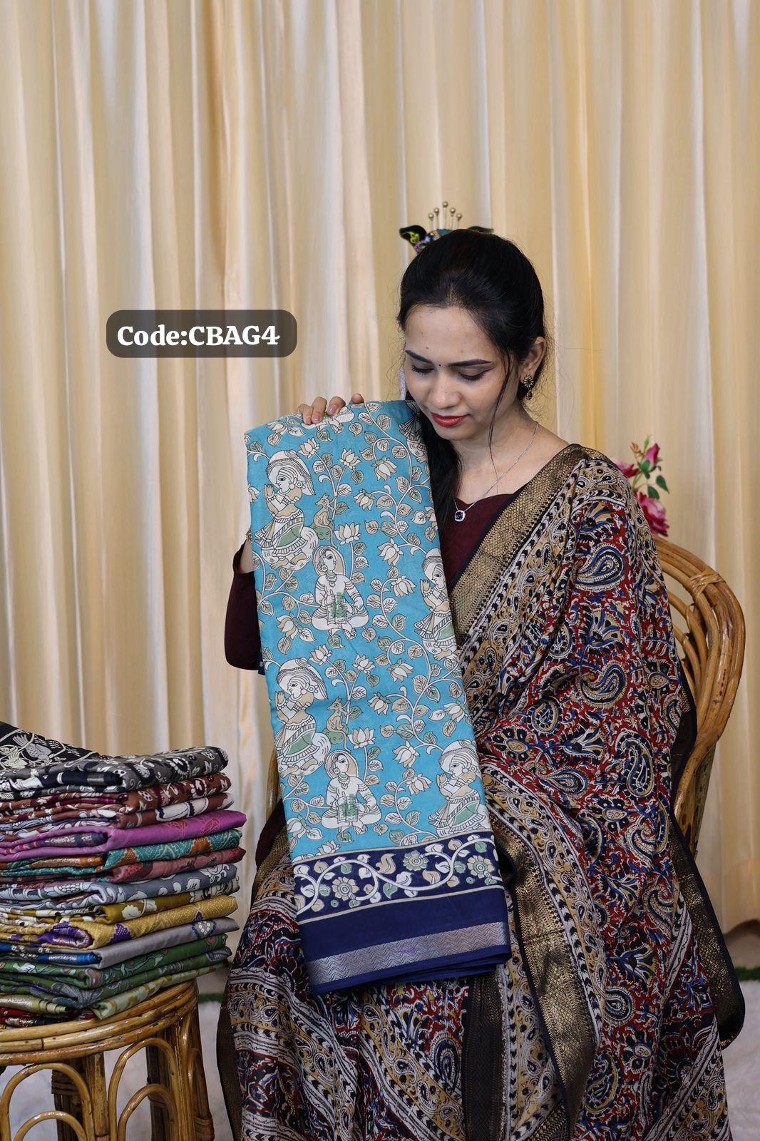 Kalamkari ikkat and Pochampally design saree😍Ⓜ️