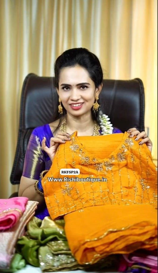 party wear saree with full maggam work blouse😍🥳