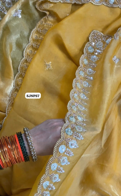 Pure soft space silk with full needs and sequence work all over saree😍🥳