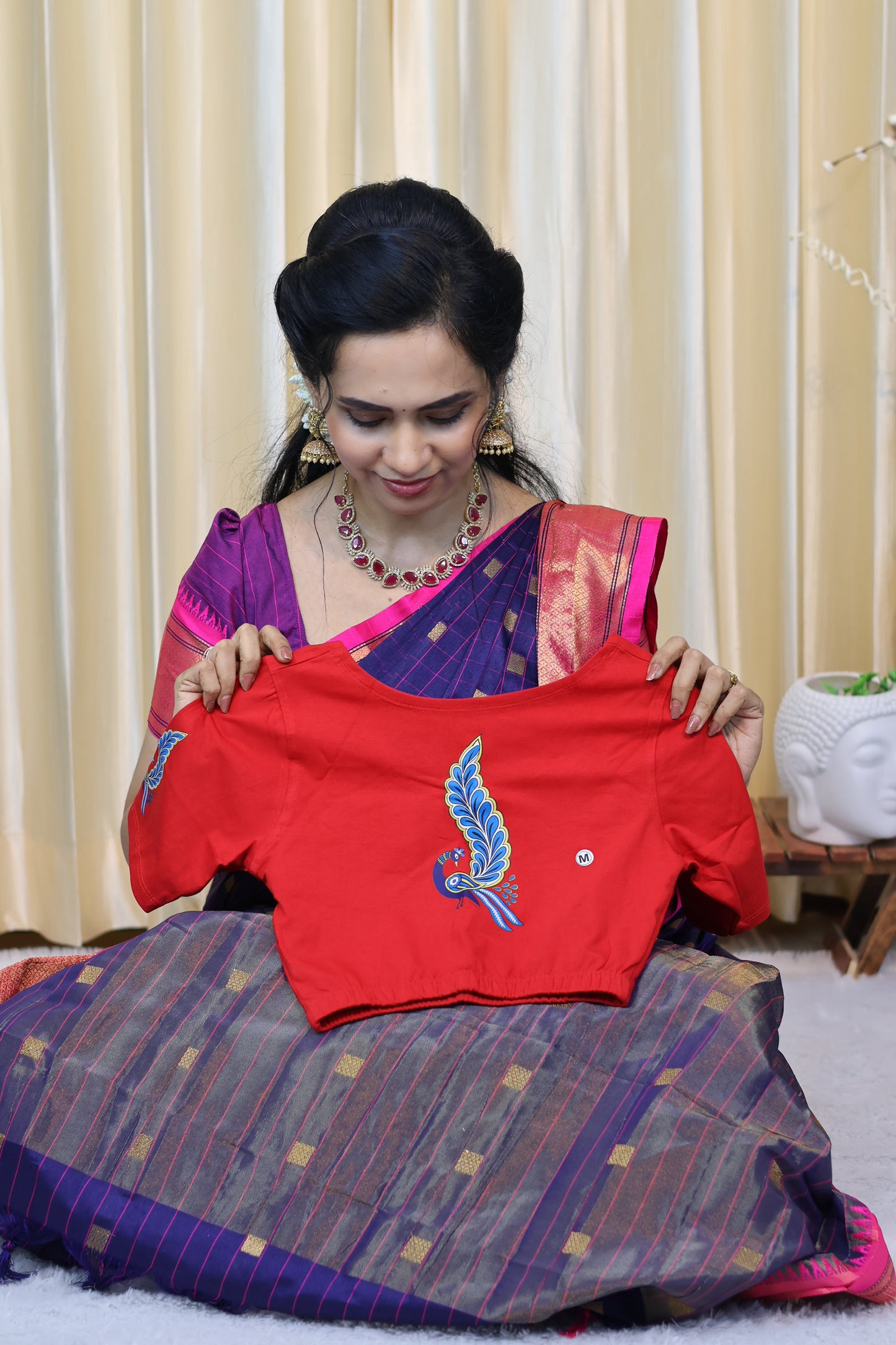 Premium quality readymade elastic blouse with printed design😍⏰
