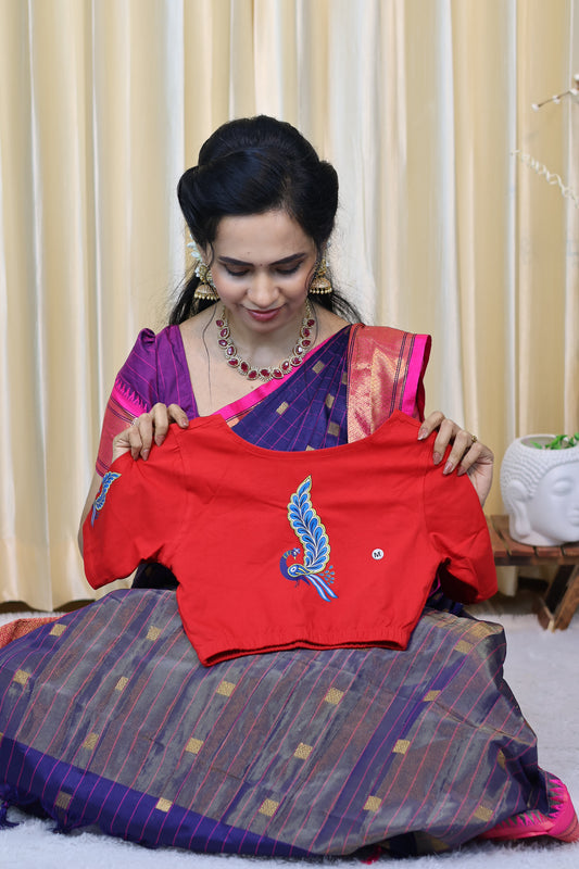 Premium quality readymade elastic blouse with printed design😍⏰