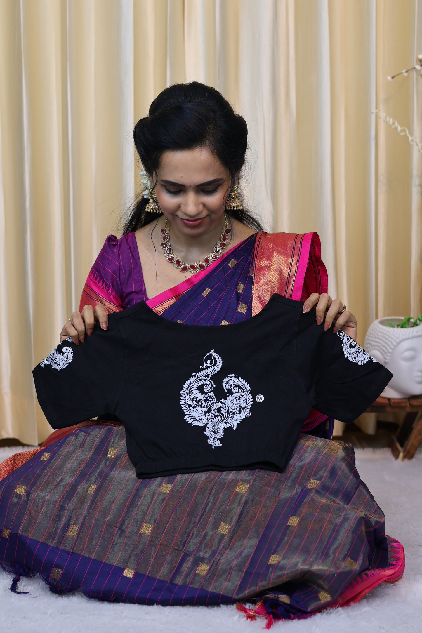Premium quality readymade elastic blouse with printed design😍⏰