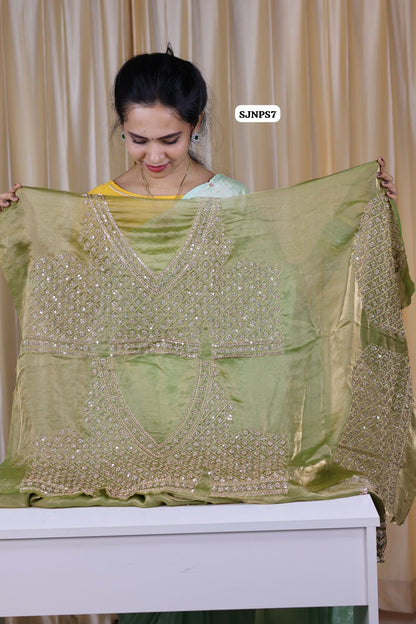 Pure soft space silk with full beeds and sequence work all over saree 🥳