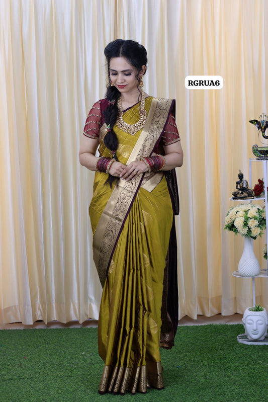Premium kanchi soft silk saree with running blouse😍😎