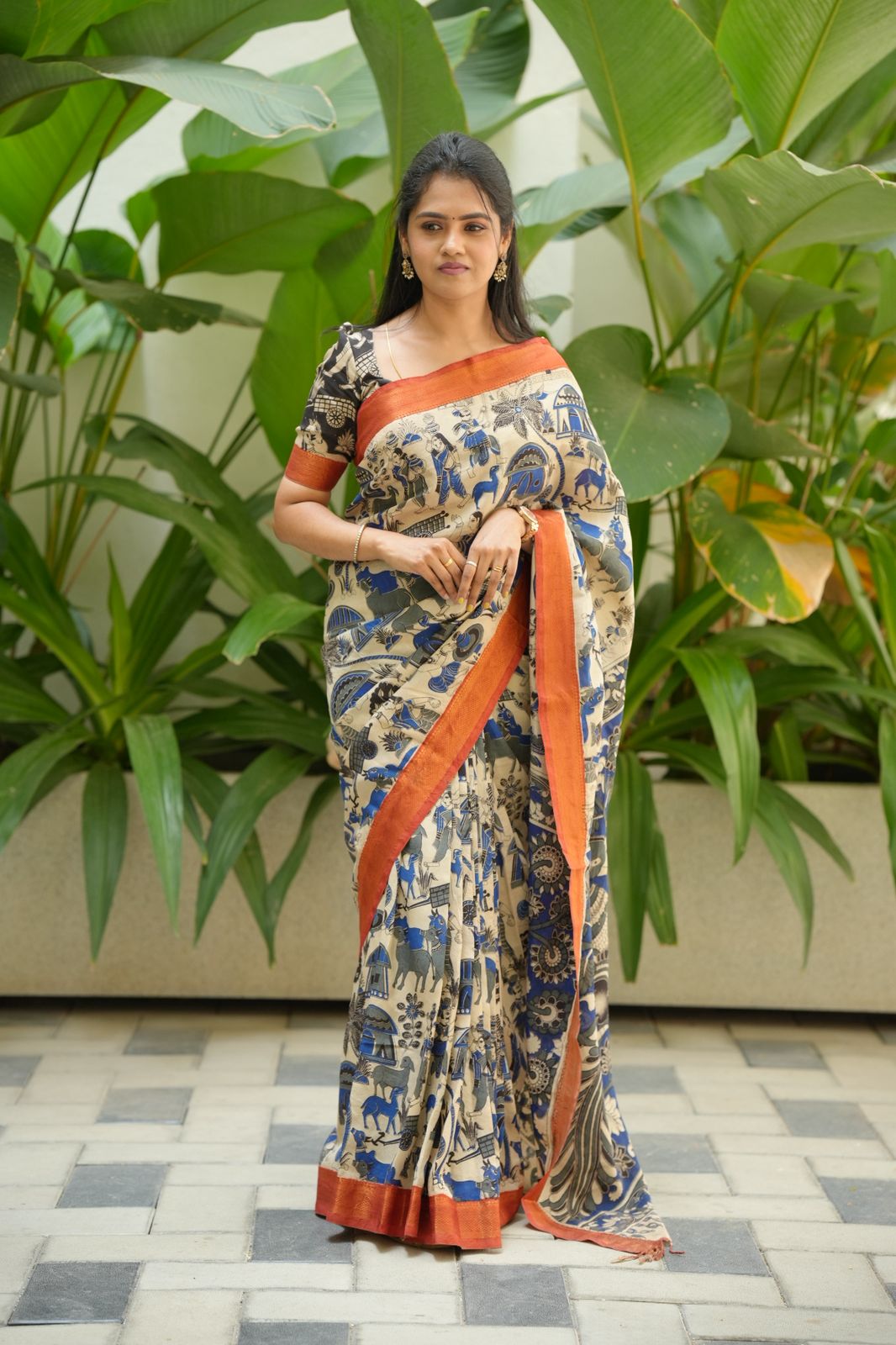 Premium organic Handloom Kalamkari sarees with nizam border๐๐๐ฅฐ๐๐ ...