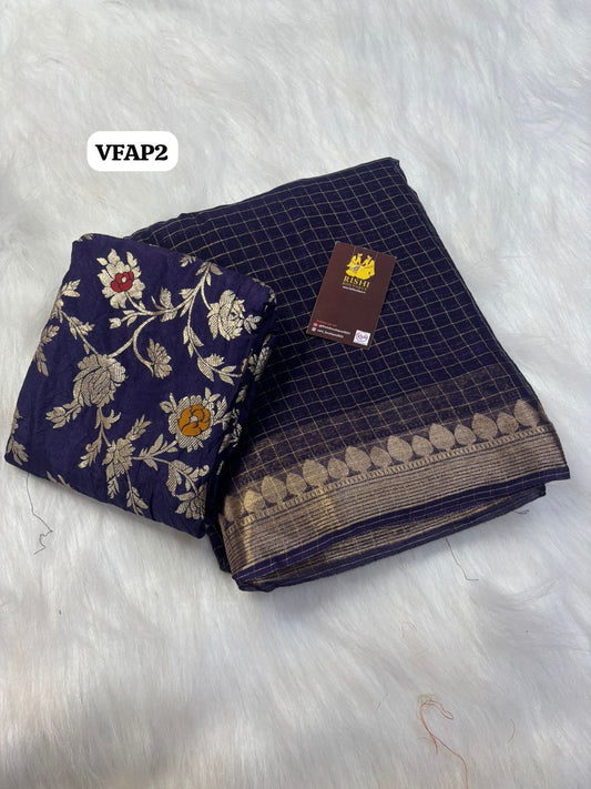 Viscose georgette saree with zari blouse 🥳