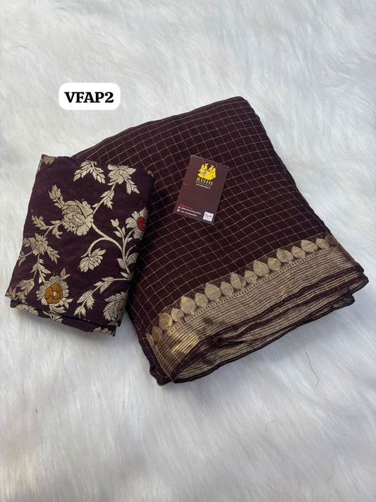 Viscose georgette saree with zari blouse 🥳
