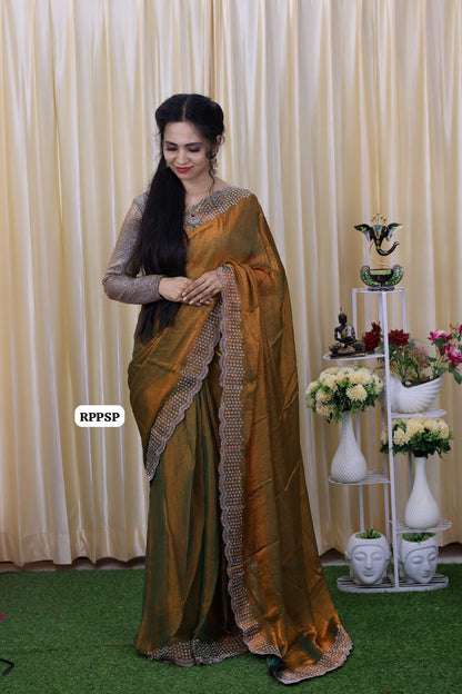 Siborski border , metallic shade saree 🥳