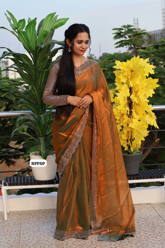 Siborski border , metallic shade saree 🥳