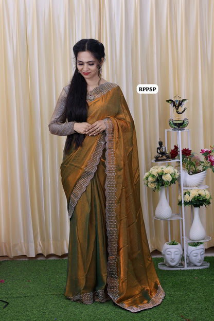 Siborski border , metallic shade saree 🥳