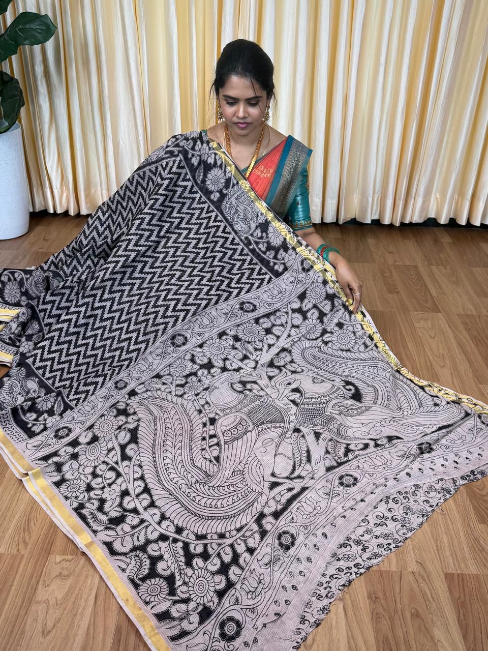 Soft Kota cotton Kalamkari print saree. Natural dyes used without any artificial color😍🥰😎📚