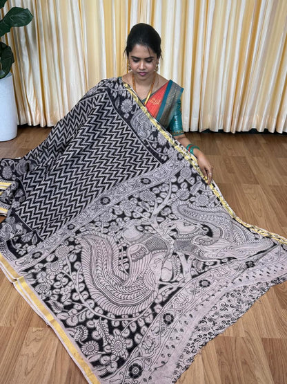 Soft Kota cotton Kalamkari print saree. Natural dyes used without any artificial color😍🥰😎📚