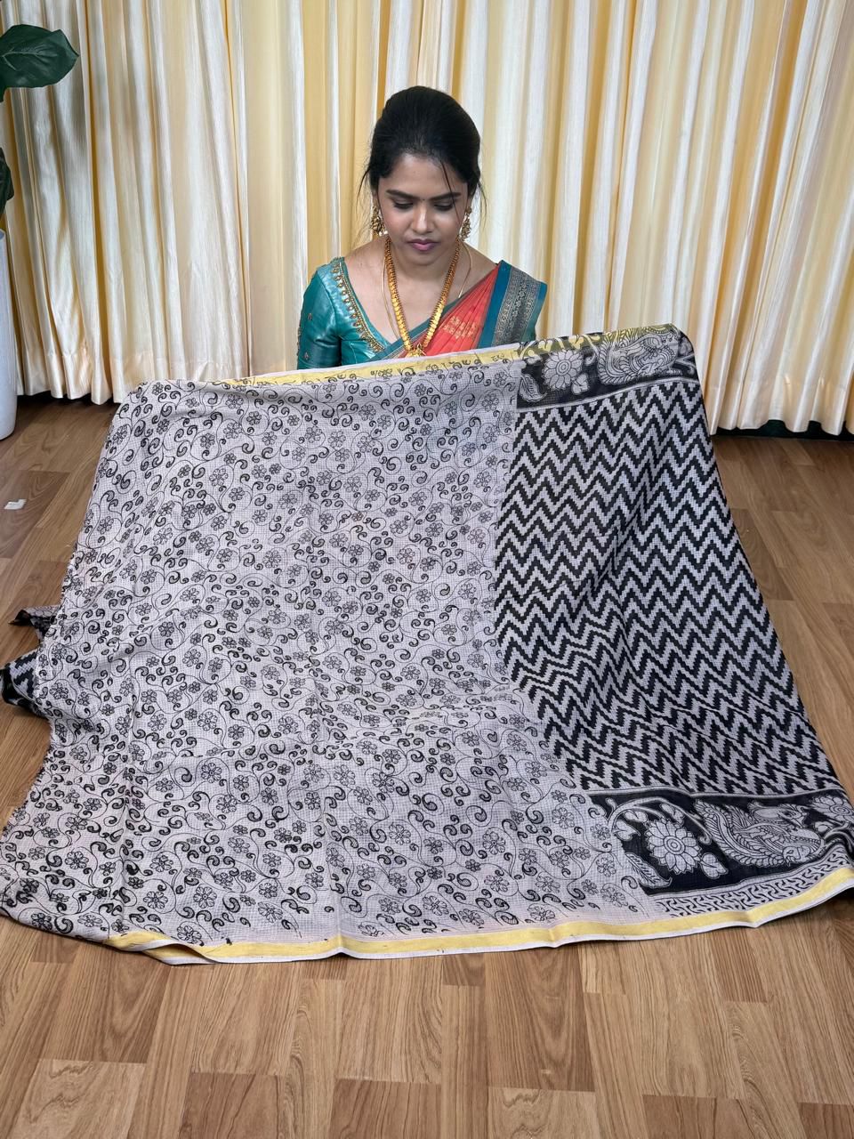 Soft Kota cotton Kalamkari print saree. Natural dyes used without any artificial color😍🥰😎📚
