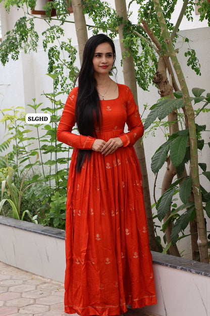 Khadhi viscose with satin border pleated long gown 56 inch length with lining and full sleeve 🥳